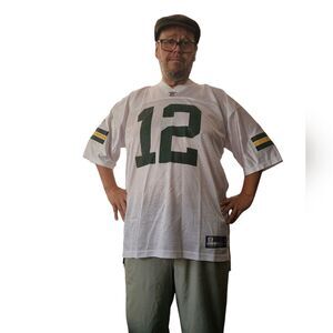 Men's Reebok NFL On Field 2XL GB Packers Aaron Rodgers #12 Jersey Green & White
